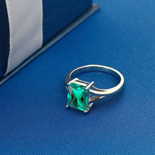 Vista 19 de Gem Stone King Anillo de compromiso solitario con diseño clásico de vástago dividido para mujer, plata de ley 925, piedra natal de piedra preciosa