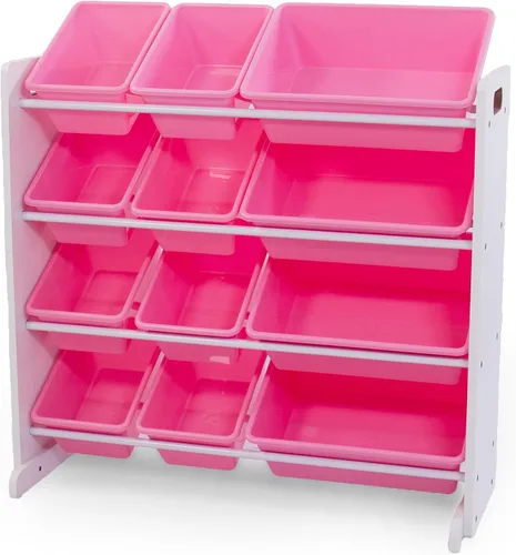 Vista 16 de Humble Crew Organizador de almacenamiento de juguetes para niños con 12 cubos de plástico, camuflado, contenedores extraíbles para sala
