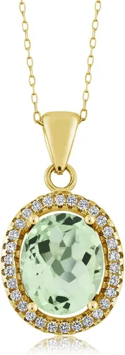 Vista 57 de Gem Stone King Collar con colgante de plata chapada en oro amarillo de 18 quilates de 0.433 x 0.354 in con piedra natal ovalada para mujer