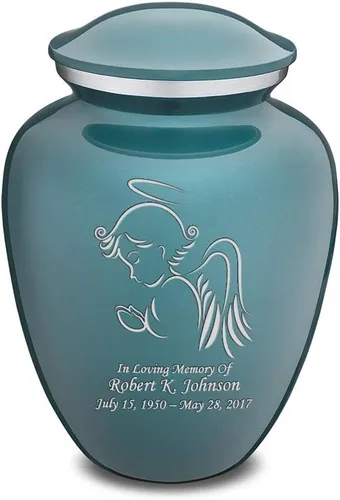 Vista 23 de Geturns - Pequeñas urnas de cremación de ángel personalizadas para cenizas humanas, urna funeraria negra para mujeres y hombres con capacidad