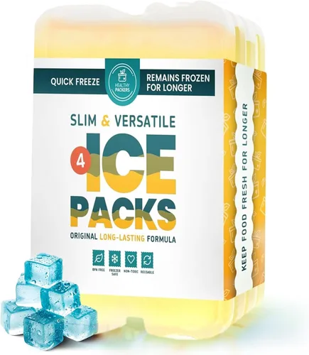 Vista 12 de Healthy Packers Ice Packs for Lunch Boxes, Slim Cooler Ice Packs Morado (paquete de 4)