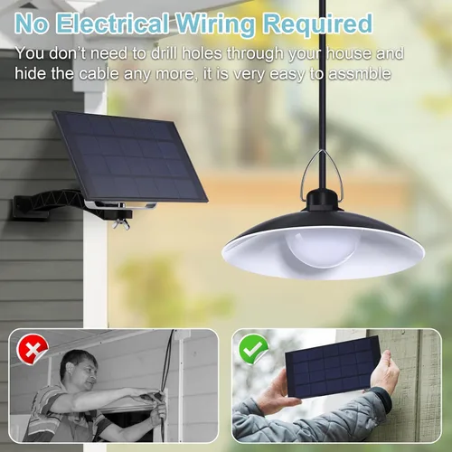 Vista 7 de Luces colgantes solares para exteriores IP65 impermeables, 4 cabezales de luces solares con interruptor remoto de encendido/apagado, regulables
