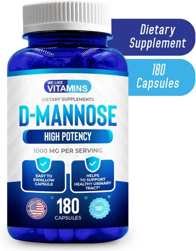Vista 5 de We Like Vitamins D-Mannose - Cápsulas de 1000 mg – 180 cápsulas vegetales fáciles de tragar – El suplemento de manosa de arándano D ayuda a apoyar