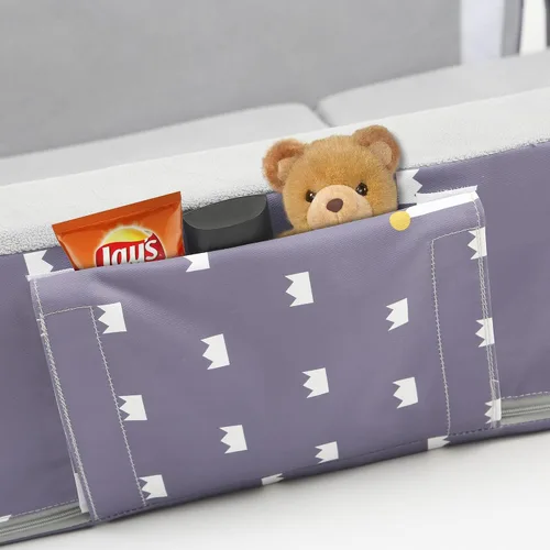 Vista 7 de Cama plegable para niños pequeños con lados, cama plegable para niños de 18 meses a 5 años (rectangular, corona)
