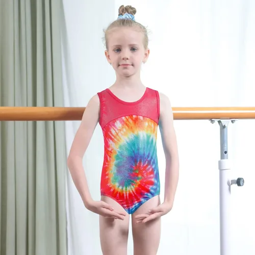 Vista 2 de TFJH E Leotardos para gimnasia y niñas ropa de práctica con pantalones cortos de coletero