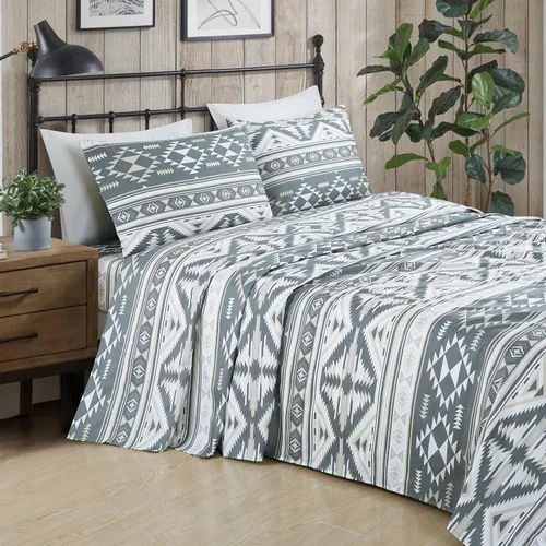 Vista 23 de Chezmoi Collection Juego de sábanas geométricas Lodge de 3 piezas tamaño Twin - Multicolor azul con estampado de diamante, microfibra cepillada