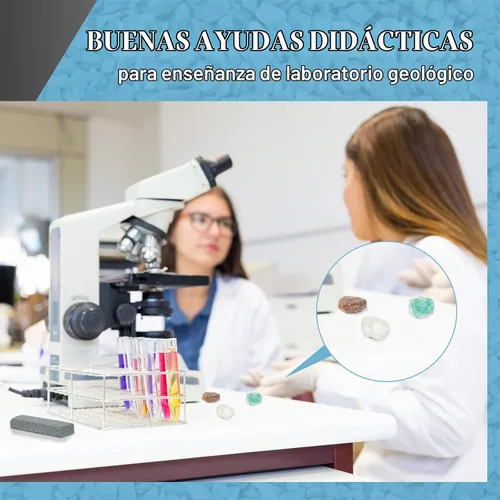 Vista 4 de Kit de prueba de dureza Mohs de Landical, kit de dureza mineral de 11 piezas incluye 9 especímenes de rocas minerales y 2 placas de rayado
