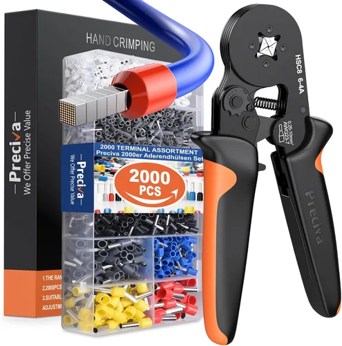 Vista 7 de Preciva Herramienta de prensado de virola con conectores de alambre y bolsa Rojo + Bolsa