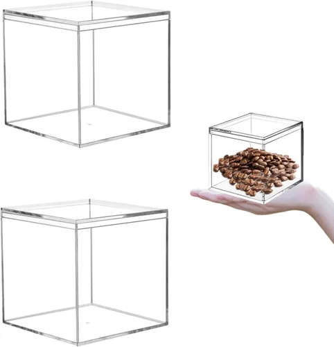 Vista 15 de KissYou Caja pequeña de acrílico con tapa transparente para dulces, cajas para exhibición, decoración de fiesta, plástico, cuadrado, cubo