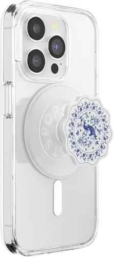 Vista 10 de PopSockets Agarre para teléfono con soporte expandible, agarre adhesivo, color blanco fresco Sujeción segura y cómoda, anticaída, soporte, flor