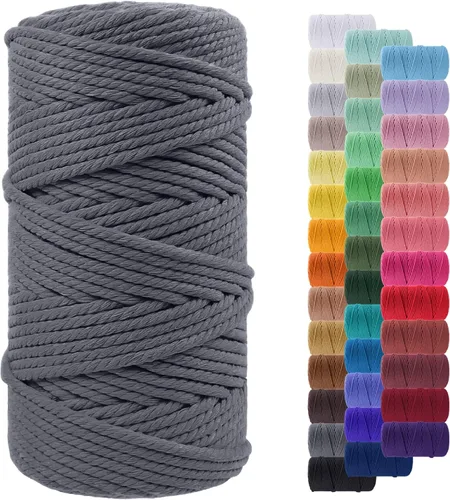 Vista 137 de Cordón de macramé de 0.079 pulgadas, cuerda de algodón natural de 109 yardas, hilo de cuerda de macramé para manualidades, ganchos de pared