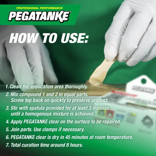 Vista 3 de PEGATANKE - Resina epoxi transparente de 2 partes Adhesivo profesional de soldadura en frío Pegamento de metal de alta resistencia para tanques