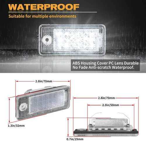 Vista 5 de Luces LED SMD completas para matrícula compatibles con Audi A3 S3 A4 S4 A6 S6 C6 A8 S8 Q7 RS4, lámparas de número de placa Avant quattro Cabriolet