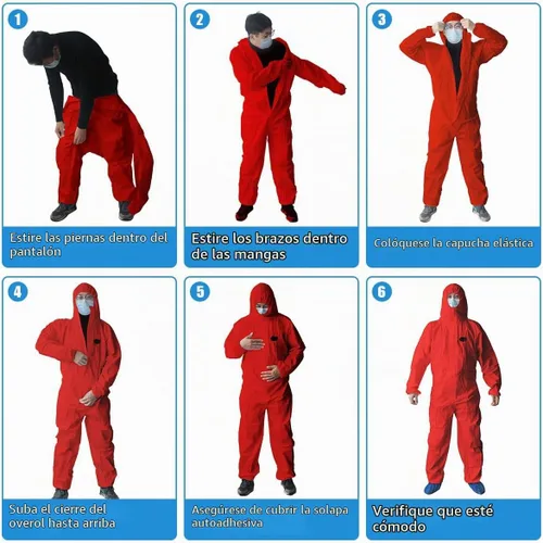 Vista 5 de Vicogard Monos Protectores Desechables Coveralls, Cremallera Frontal Cintura Elástica y Puños en Tobillos, Traje de Aislamiento SMS con Capucha