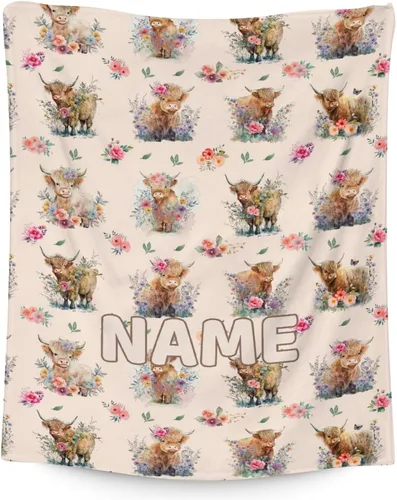Vista 16 de Mercuryelf Highland Cow - Manta suave, mullida y cálida, 30 x 40 pulgadas, manta pequeña para regazo y cuna, color beige, bonito regalo para bebé