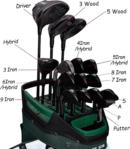 Vista 2 de ASK ECHO Soundless-Series - Bolsa para carrito de golf con 15 divisores, parte inferior con bloqueo de agarre