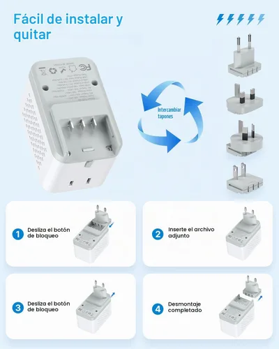 Vista 5 de VINTAR - Convertidor de voltaje de 220 V a 110 V de EE. UU. a Europa, adaptador de convertidor de corriente desmontable de 2000 W con enchufes tipo