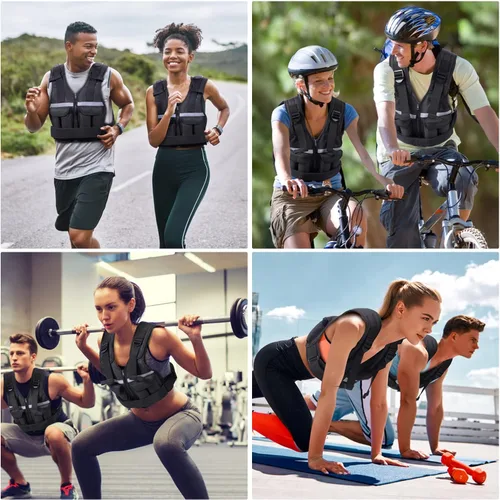 Vista 7 de Sportneer Chaleco con Peso Ajustable Pesos: 2-18 lbs/2-40 lbs Chaleco de Peso Lavable para Caminar 16 en 1 Chaleco de Ajuste Rápido para Rucking