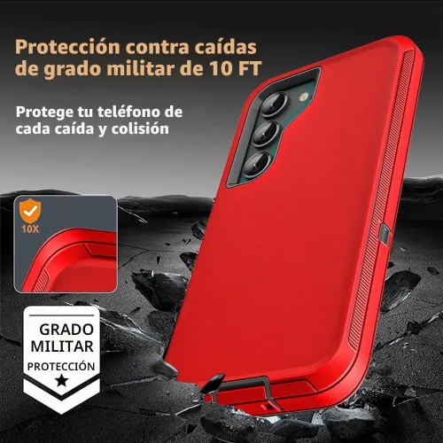 Vista 6 de Funda para Samsung Galaxy S23 con 2 protectores de pantalla de vidrio templado y 1 protector de lente de cámara, 3 en 1 resistente a prueba