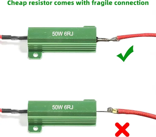 Vista 4 de 4 piezas de resistencias de carga, adaptador parpadeante de resistencia de señal de giro LED con cable y clip, kit de conversión de resistencias