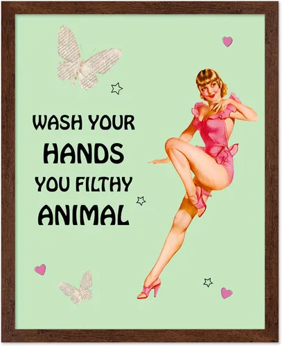 Vista 43 de Poster Master Pin Up Girl Poster - Better Late Than Ugly Print - Butterfly Art - Modern Art - Trendy Art - Gift for Men & Women - Funny Decor for