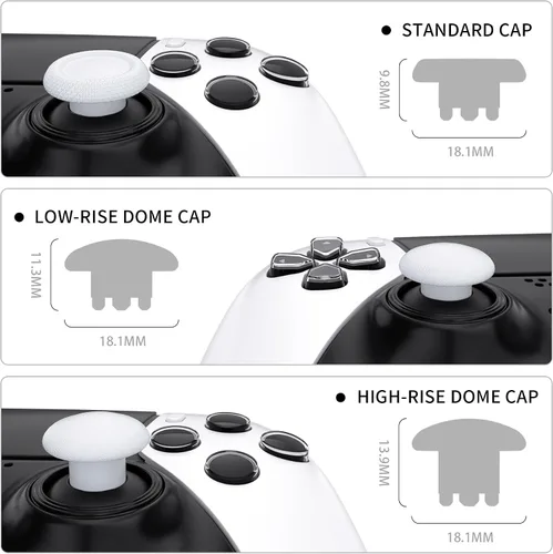 Vista 3 de eXtremeRate Robot White - Palancas de repuesto intercambiables para controlador de borde PS5, tapas de joystick analógico intercambiables
