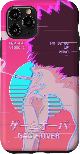 Vista 29 de Funda retro para iPhone 16 Vaporwave Aesthetic Emo Anime Boy Sad Game Over Lofi