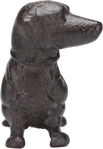 Vista 3 de BRASSTAR Cabeza giratoria de hierro fundido para mirar al perro salchicha estatua de mascota pisapapeles lindo cachorro estatuilla regalo jardín