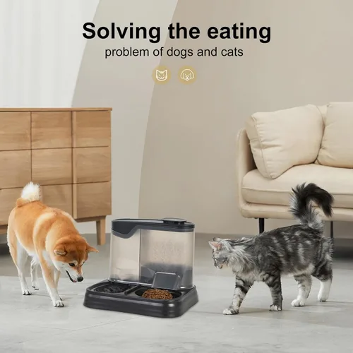 Vista 4 de Conjunto de Comedero y Dispensador de Agua por Gravedad para Mascotas, Comedero Automático para Perros y Dispensador de Agua para Perros, Gatos