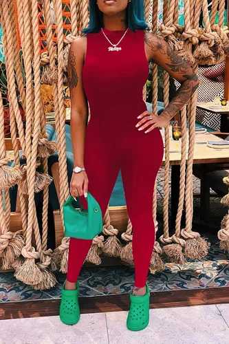 Vista 8 de PRETTYGARDEN Enterizo ajustado de verano para mujer, casual, sin mangas, elástico, de una pieza, ajustado, para mujer