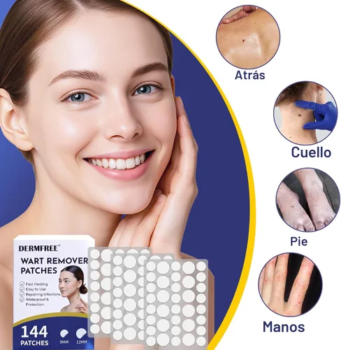 Vista 3 de Parches de tratamiento de verrugas con 1% de ácido salicílico, calcomanías hidrocoloides finas e impermeables para manos y pies, fundas protectoras