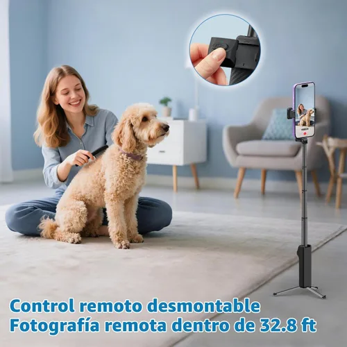 Vista 6 de yAyusi Mini trípode extensible para selfie stick con control remoto, trípode portátil de tamaño de bolsillo para iPhone, pequeño y compacto