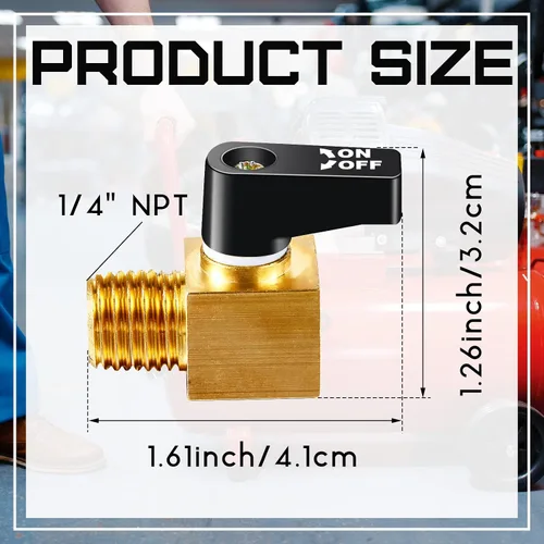 Vista 2 de Válvula de compresor de aire Tondiamo, válvula de drenaje de tanque de aire de bola de metal mini tipo de latón, 1/4 pulgada NPT macho x NPT hembra