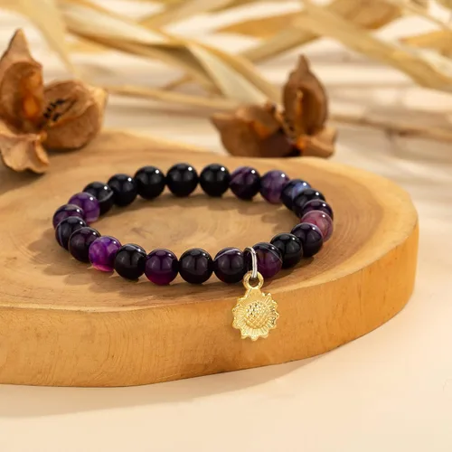 Vista 4 de LINY Get Well Soon Gifts - Pulsera de amatista con cuentas naturales con girasol, Life is Tough But So Are You alentador regalos para mujeres y niñas
