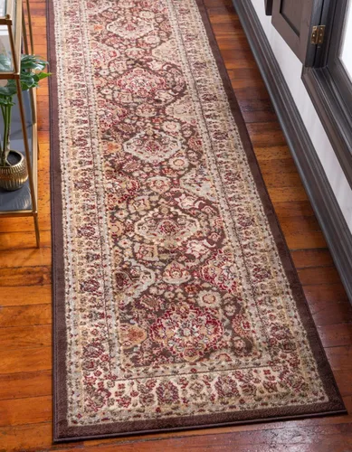 Vista 20 de Unique Loom - Colección Voyage - Alfombra redonda tradicional oriental, marrón, Polipropileno, verde claro/azul claro