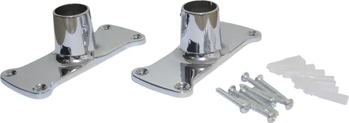 Vista 3 de Soporte rectangular de brida para cortina de ducha resistente, cromado pulido, juego de dos