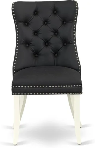 Vista 7 de East West Furniture SUDA5-LWH-12 - Juego de mesa de comedor de 5 piezas, incluye una mesa de cocina redonda con gotas y estantes y 4 sillas de tela