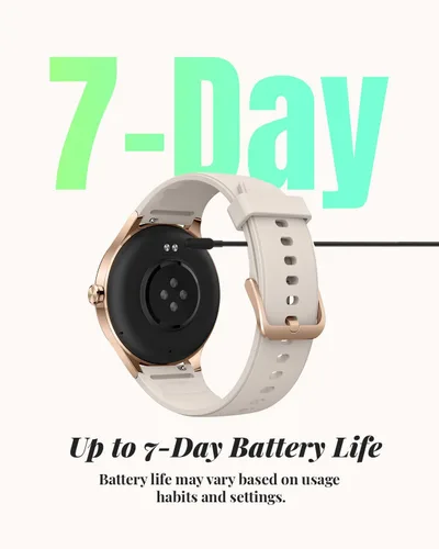 Vista 5 de TOOBUR Reloj inteligente para mujer, reloj inteligente HD de 1.575 pulgadas, compatible con Android e iOS, responder/hacer llamadas, reloj de Beige