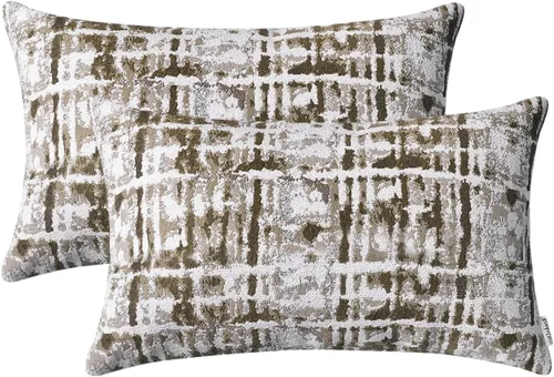 Vista 12 de Fundas de Cojines Decorativos de Jacquard para Sofá, Juego de 2, 18x18 Pulgadas, Marrón