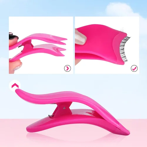 Vista 5 de Herramienta aplicadora de pestañas postizas con clip, pinzas para pestañas para principiantes, fácil de aplicar, uso diario, herramienta amigable