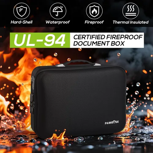 Vista 4 de PAWBOSE Caja de Seguridad para Documentos Ignífuga para el Hogar con Bloqueo de Combinación, Caja Rígida Ignífuga y Resistente al Agua de 16x12x5