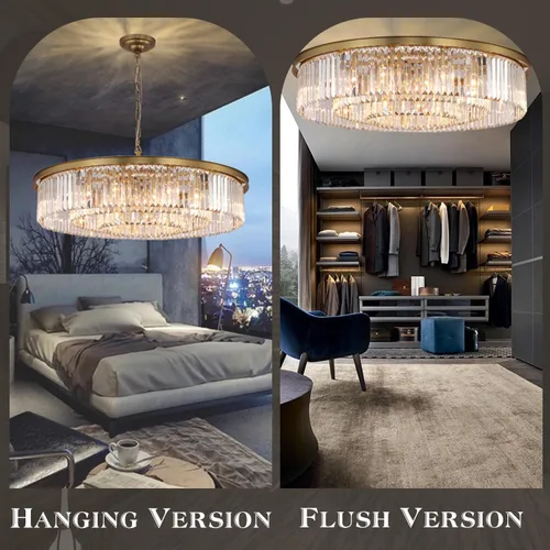 Vista 4 de Candelabro grande de cristal moderno de lujo, lámpara de techo colgante de oro antiguo para comedor, sala de estar, 12 luces, 3 niveles
