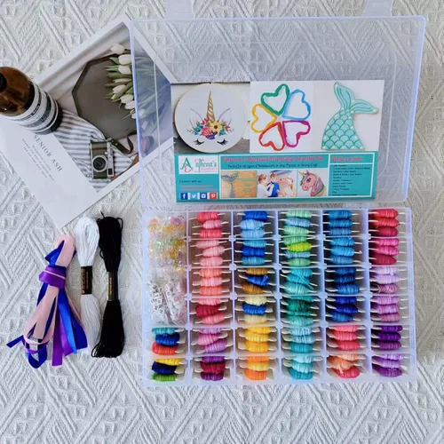 Vista 6 de Athena's - Juego de 200 pulseras de la amistad, kit de fabricación de pulseras con caja organizadora, incluye 100 piezas de hilo de hilo de hilo