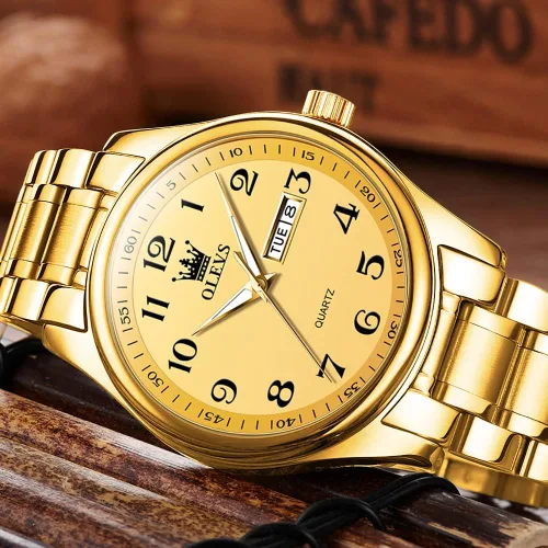 Vista 3 de OLEVS Reloj para hombre vestido de negocios diamante analógico cuarzo fecha lujo clásico acero inoxidable impermeable luminoso dos tonos reloj