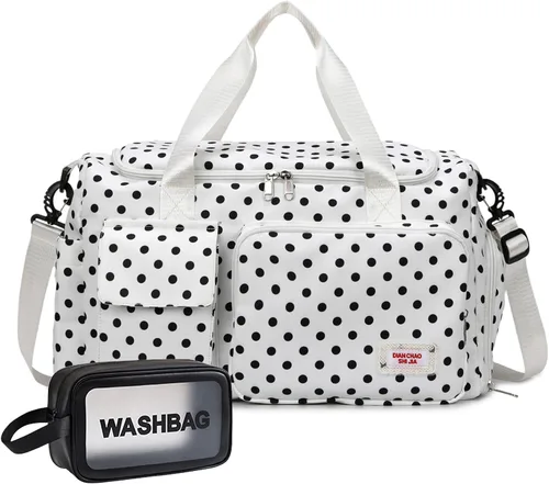 Vista 70 de Bolsa de Gimnasio Pequeña para Mujer, Bolsa de Lona de Viaje, Bolsa de Fin de Semana con Compartimento para Zapatos rosado