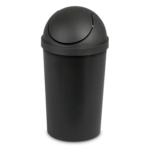 Vista 11 de Sterilite Paquete de 6 cestos de basura con tapa basculante, papelera redonda con tapa abatible de 3 galones, negro