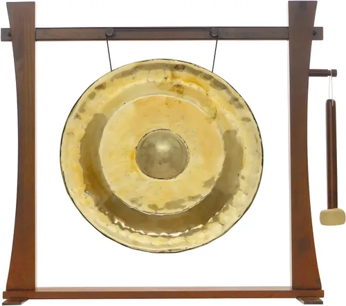 Vista 11 de Gongs de pezón dorado tailandés en soportes, incluye gong, tu elección de soporte y maza/tono brillante transparente/gong fabricado en Tailandia