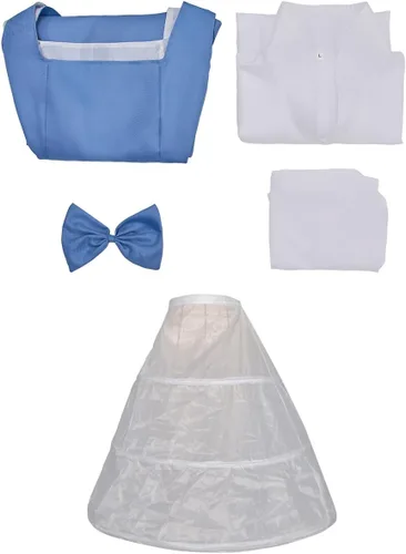 Vista 6 de Disfraz de sirvienta para mujer, vestido de cosplay, delantal Azul