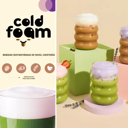 Vista 7 de YULU FOODS Palitos de espuma fría instantánea de lavanda (12 porciones, 8.47 oz) Espuma fría floral sin lácteos para café helado, té y matcha