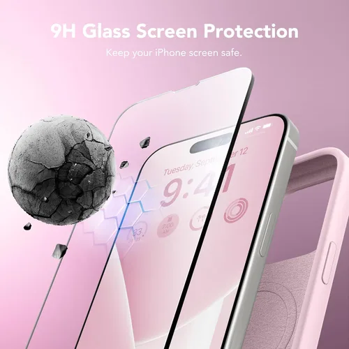 Vista 4 de GONEZ Funda de silicona para iPhone 14 Pro Max, compatible con MagSafe, con protector de pantalla + protector de lente de cámara, silicona líquida a